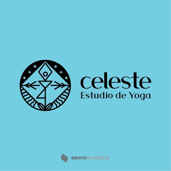 Diseño de Identidad Corporativa Imagotipo Celeste Estudio de Yoga